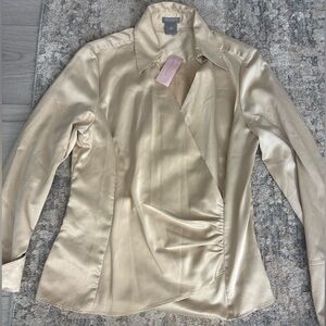 Ann Taylor Cream Satin Blouse
